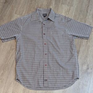 Men's Guess Maroon And White Checkered Shirt Size L